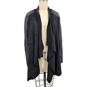 New BlankNYC Oversized Draped Front Jacket Womens S Black Faux Leather